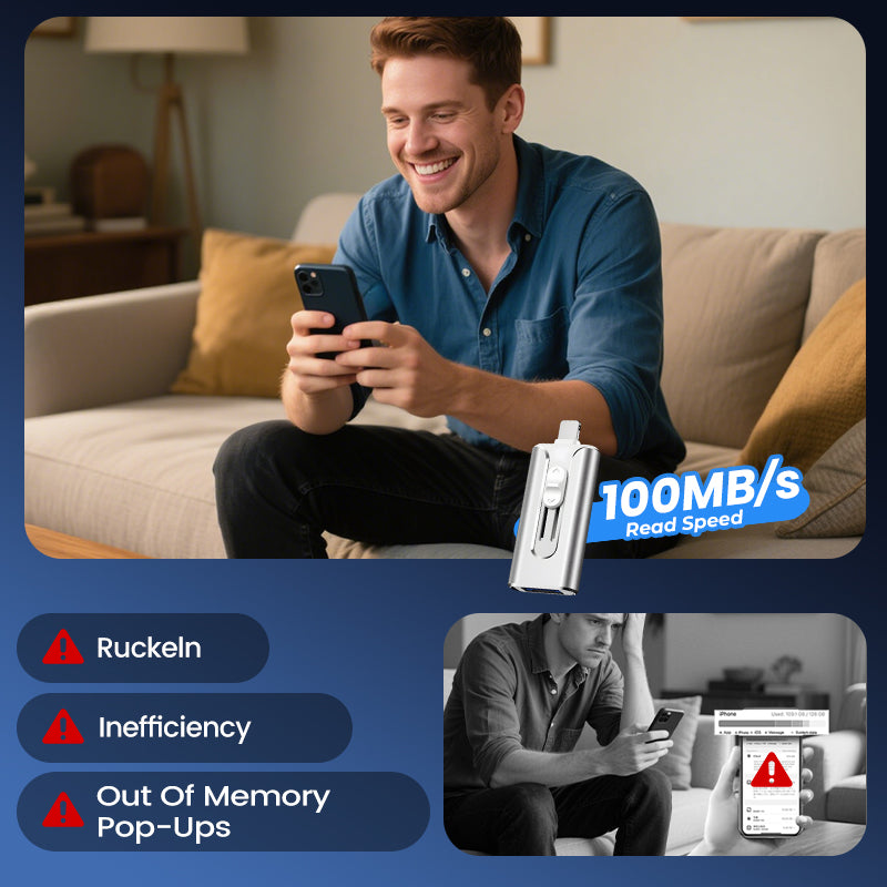 16GB~1TB Micro USB + MFi Certified Lightning + 8 Pin + USB 3.0 ⚡4 in1 Flash Drive for iPhone/iPad/Android/PC⚡