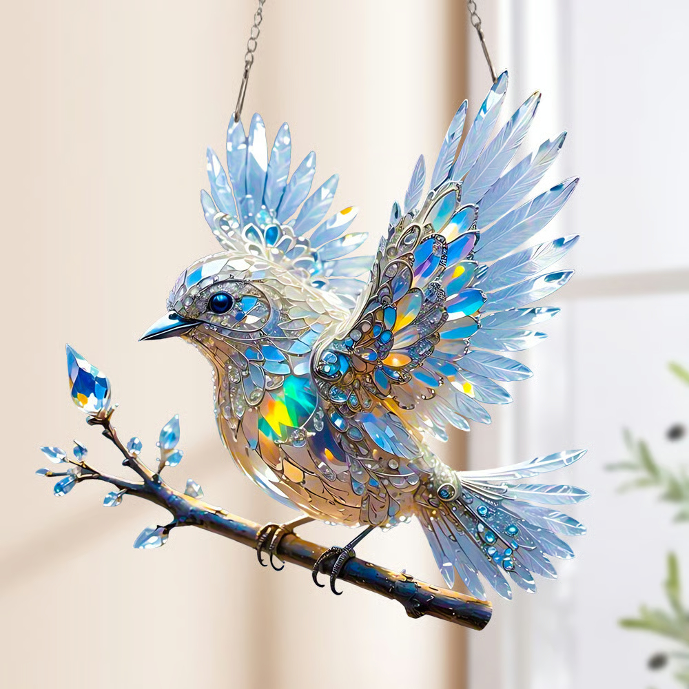 🐦✨Crystal Sky Bluebird Stained Art Ornament (8 inches)
