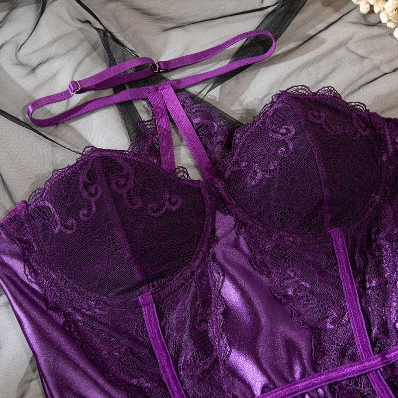 Sexy Lace See-through Lingerie Dress Set