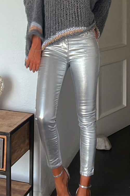 Heididress Slim Fit Faux Leather Leggings Pants with Pockets