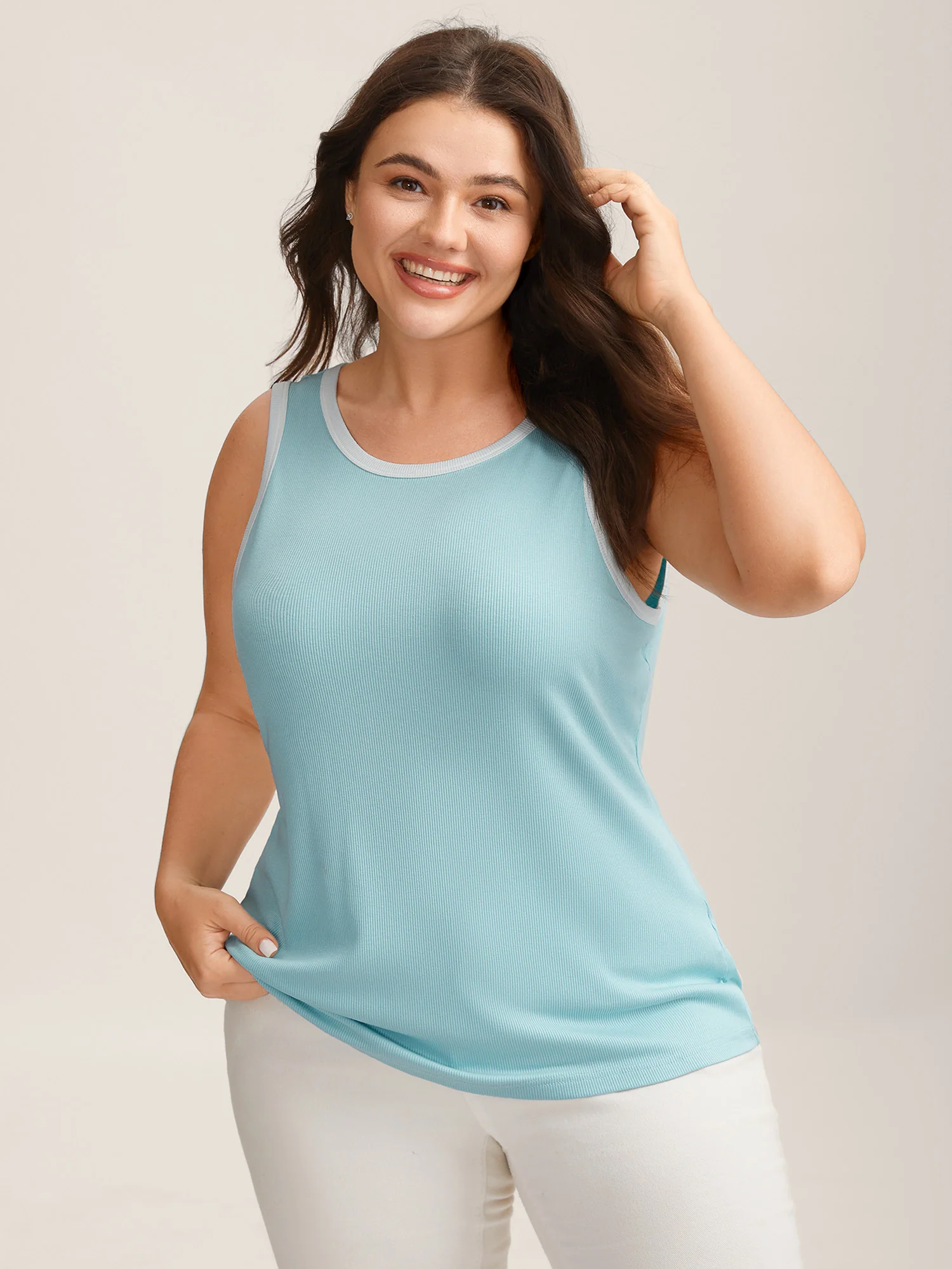 Supersoft Stretchy Color Contrast Tank Top