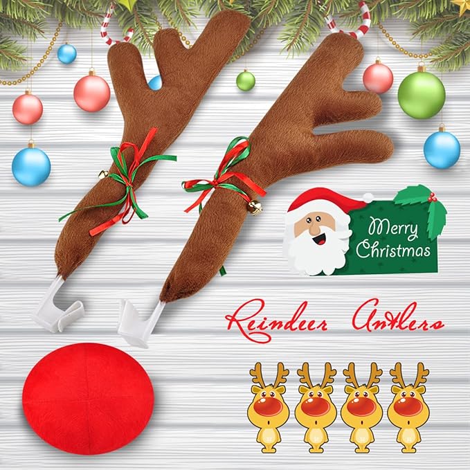 🦌🌲Christmas Cute Car Exterior Reindeer Decoration Set