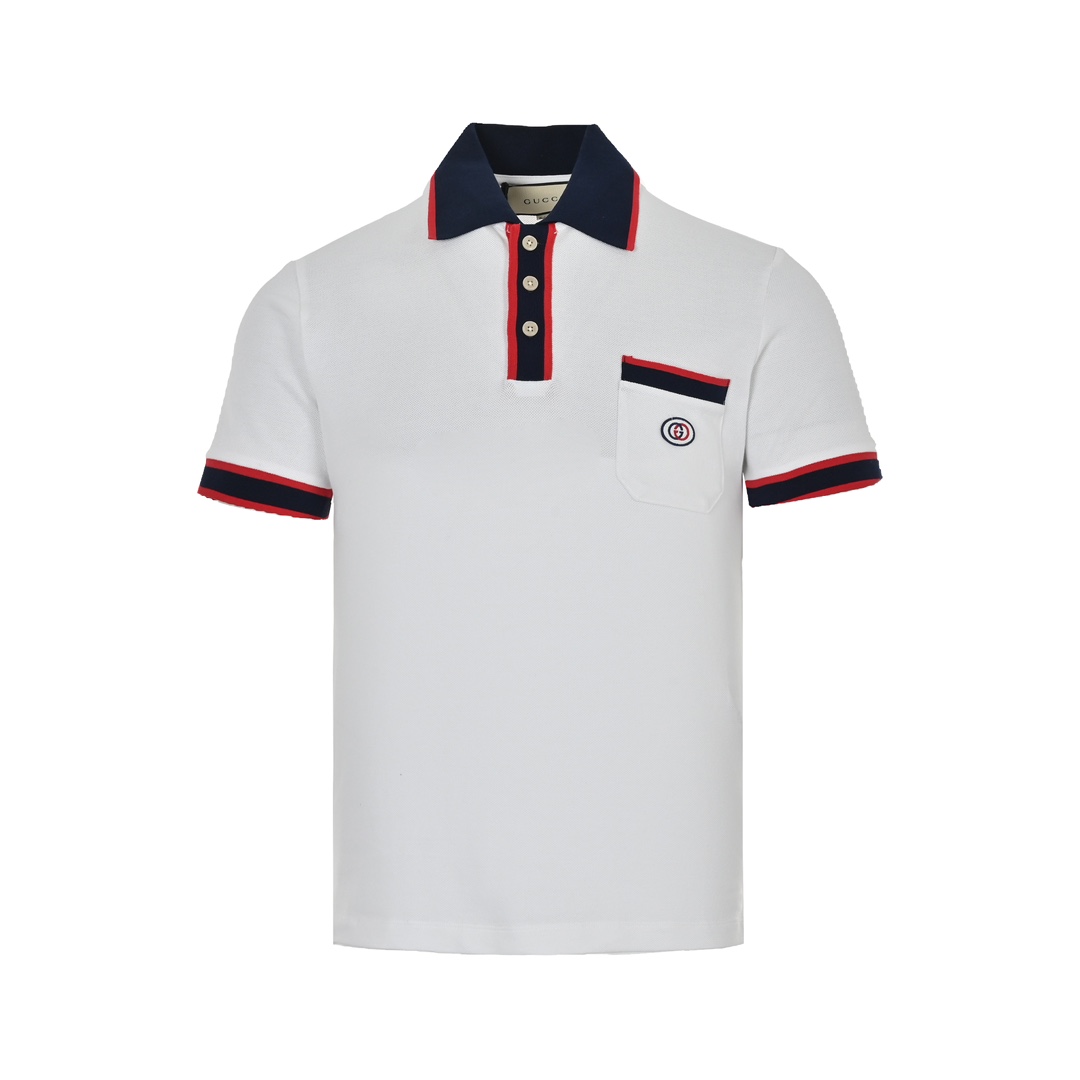 Gucci 23ss classic pocket embroidered double G Polo short sleeve