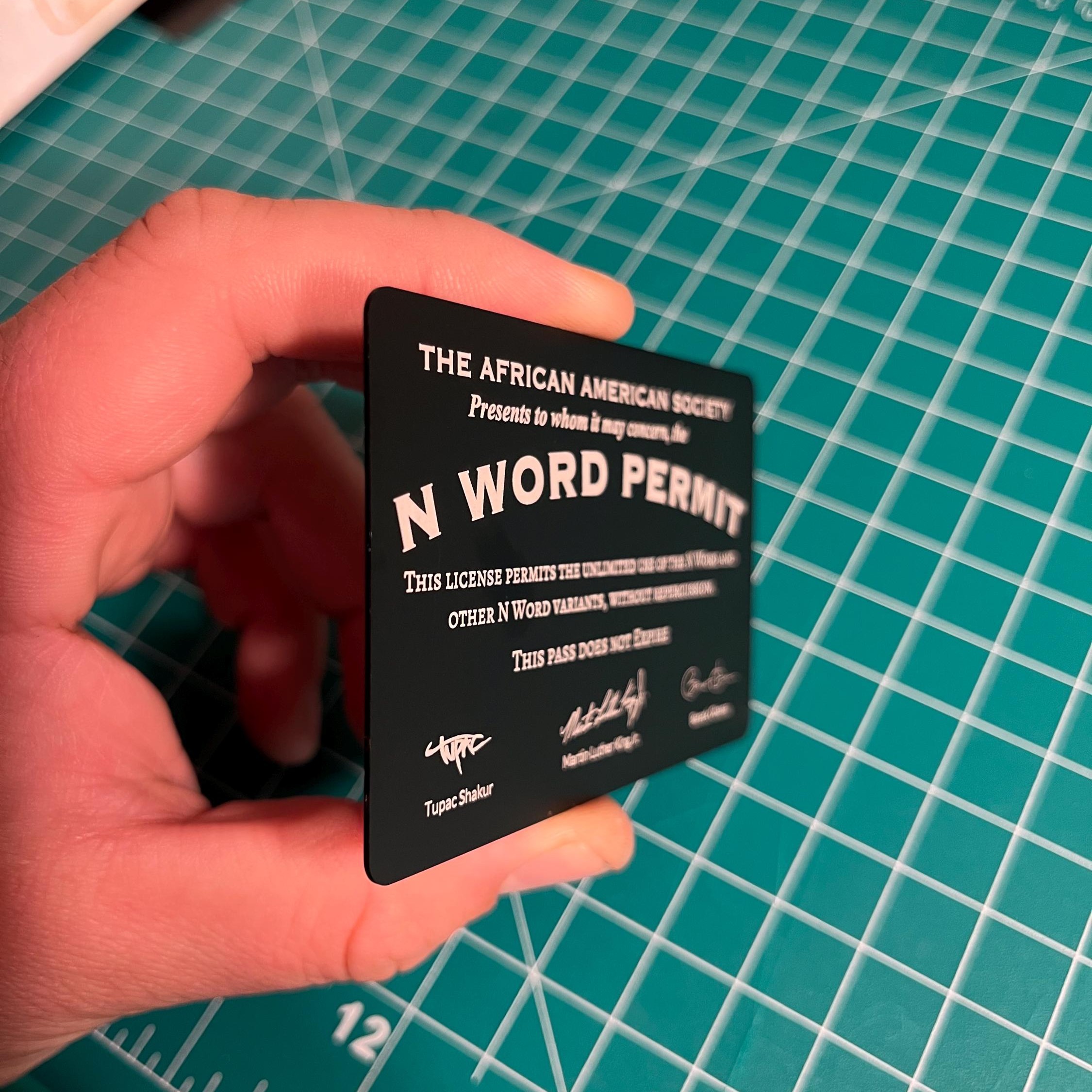 N word Permit | Gag Novelty Gift
