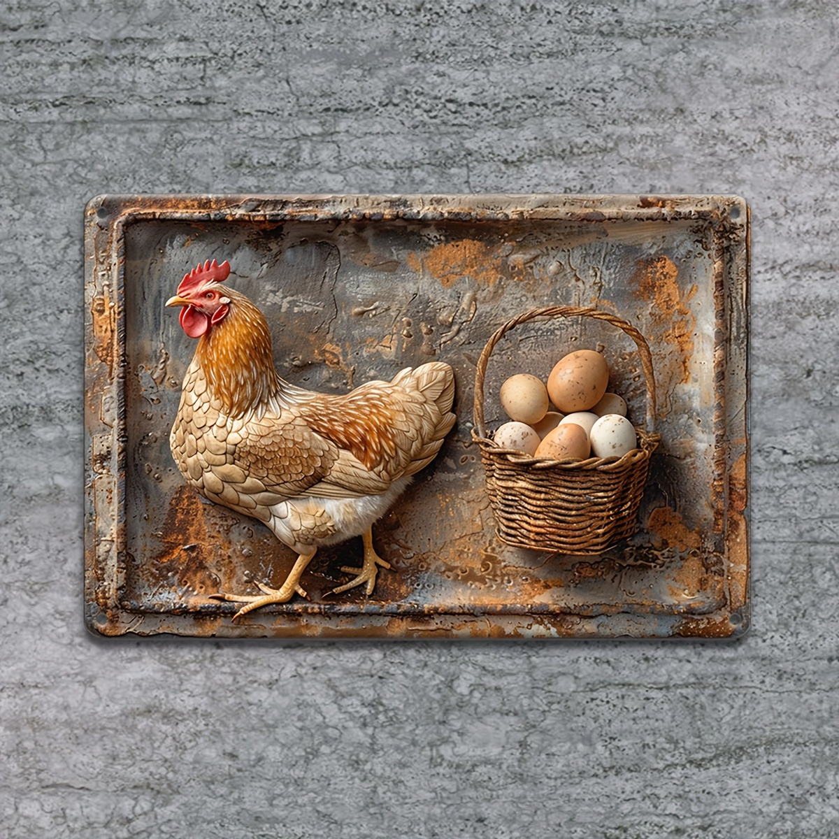 ON SALE🔥Vintage Chicken & Fresh Eggs Metal Sign - Rustic Wall Decor