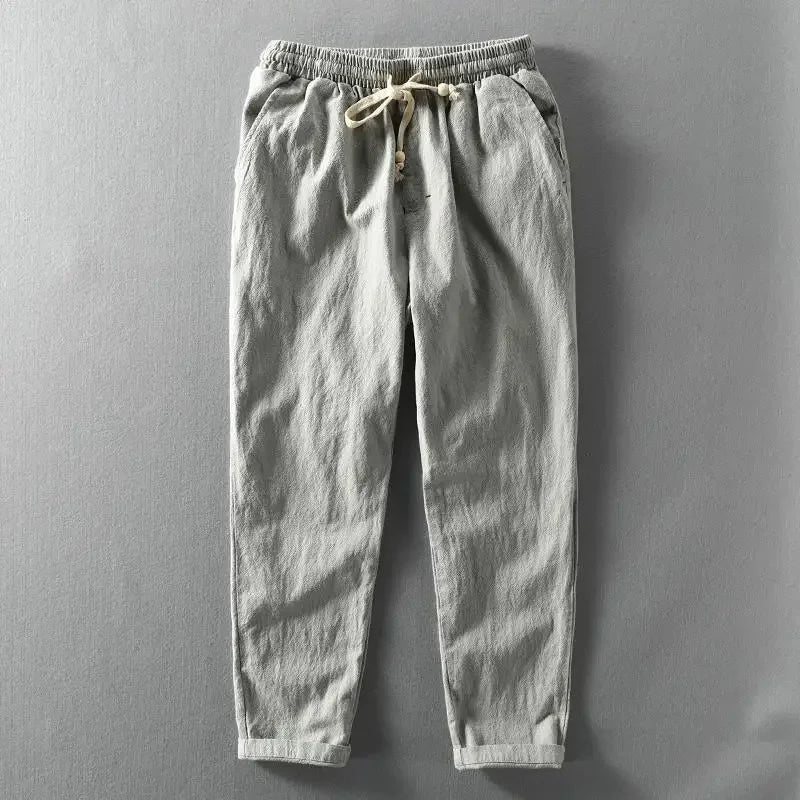 Thomas Couture Linen Drawstring Trousers