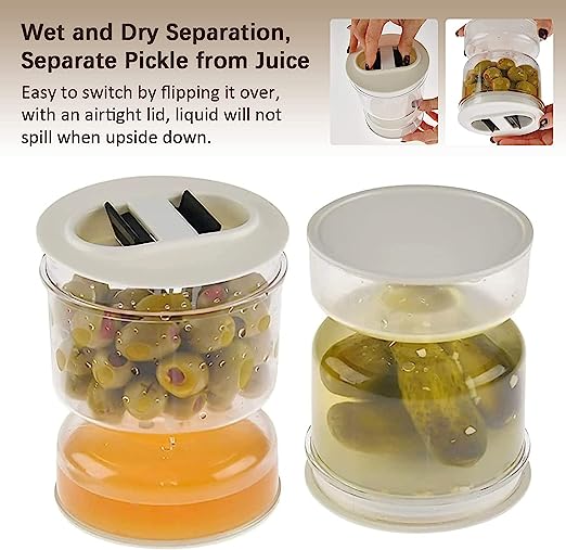 Pickle and Olives Jar Container with Strainer