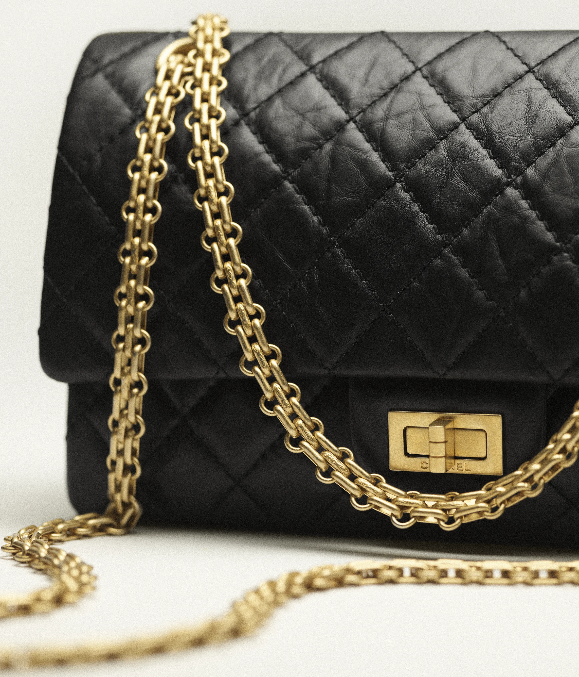 Chanel Large 2.55 Bag Aged Calfskin & Gold-Tone Metal Black A37587-Y04634-C3906