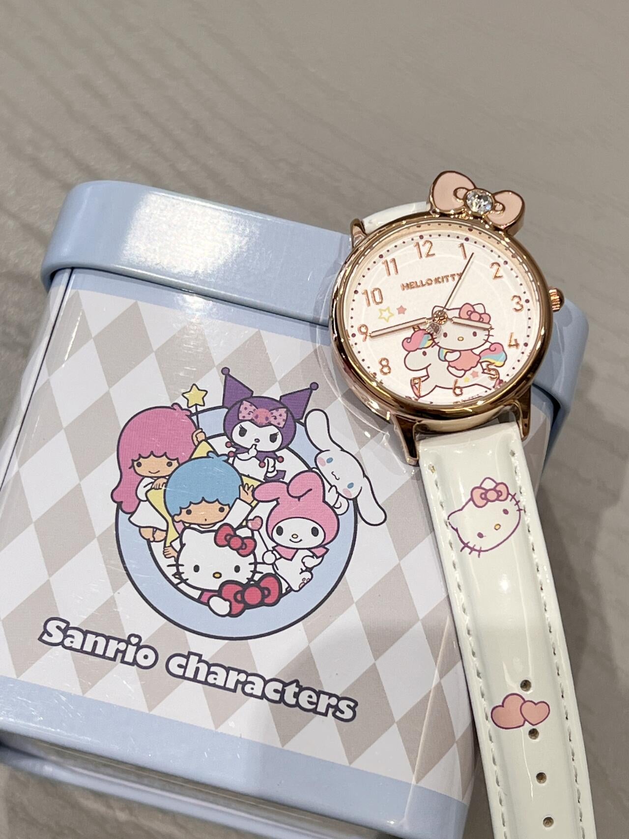 Sanrio Classic Simple Leather Analog Quartz Wrist Watch Waterproof Luminous Case Arabic Numerals Casual Dress Watches