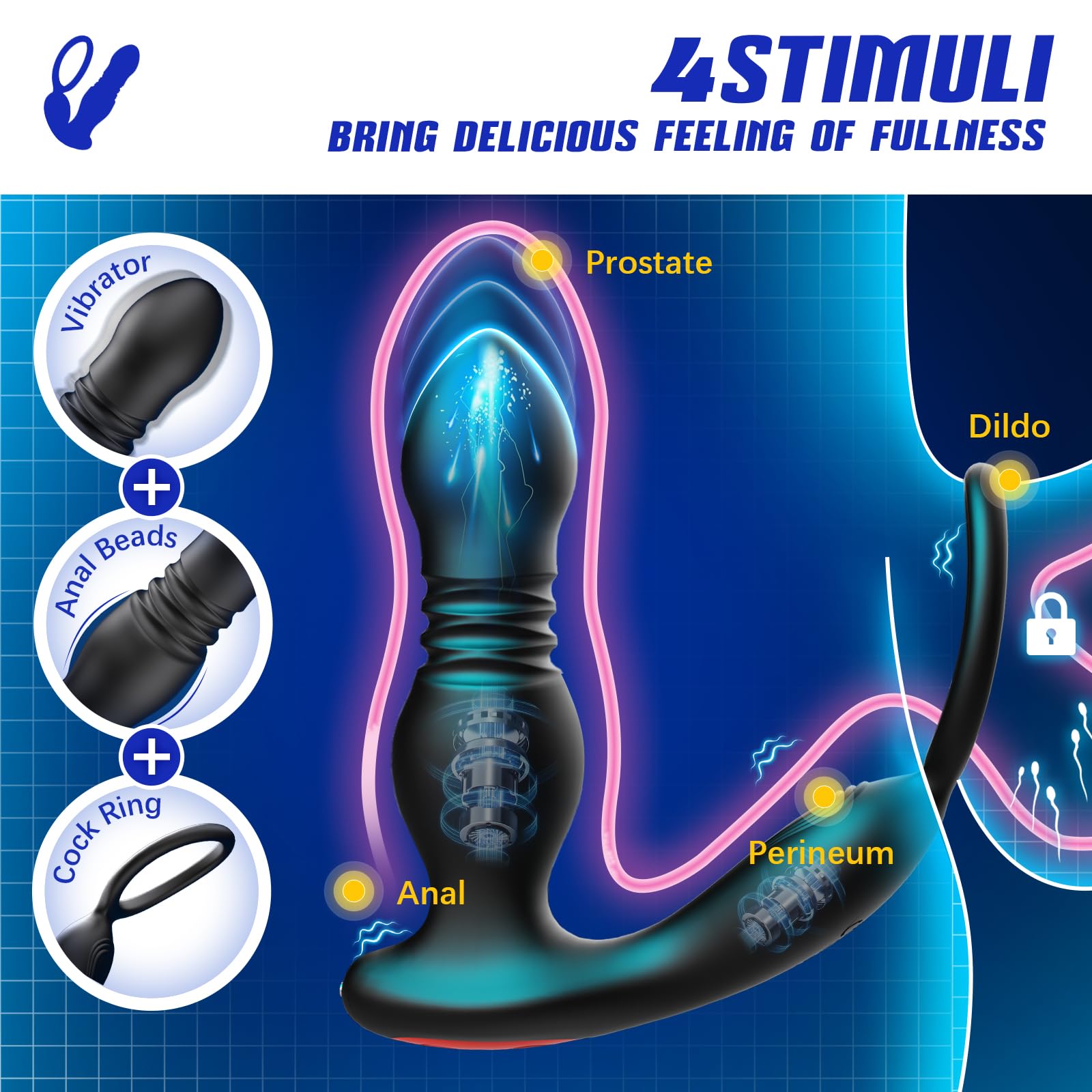 Smart Thrusting Prostate Massager – Vibrating Anal Plug with Remote Control & Cock Ring for Deep P-Spot Stimulation