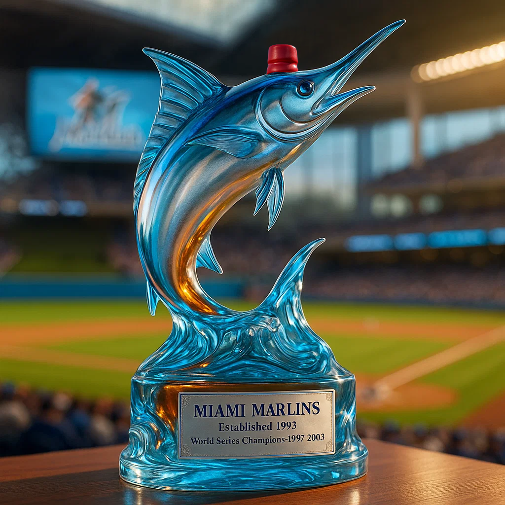 Miami Marlins Whiskey Bottle