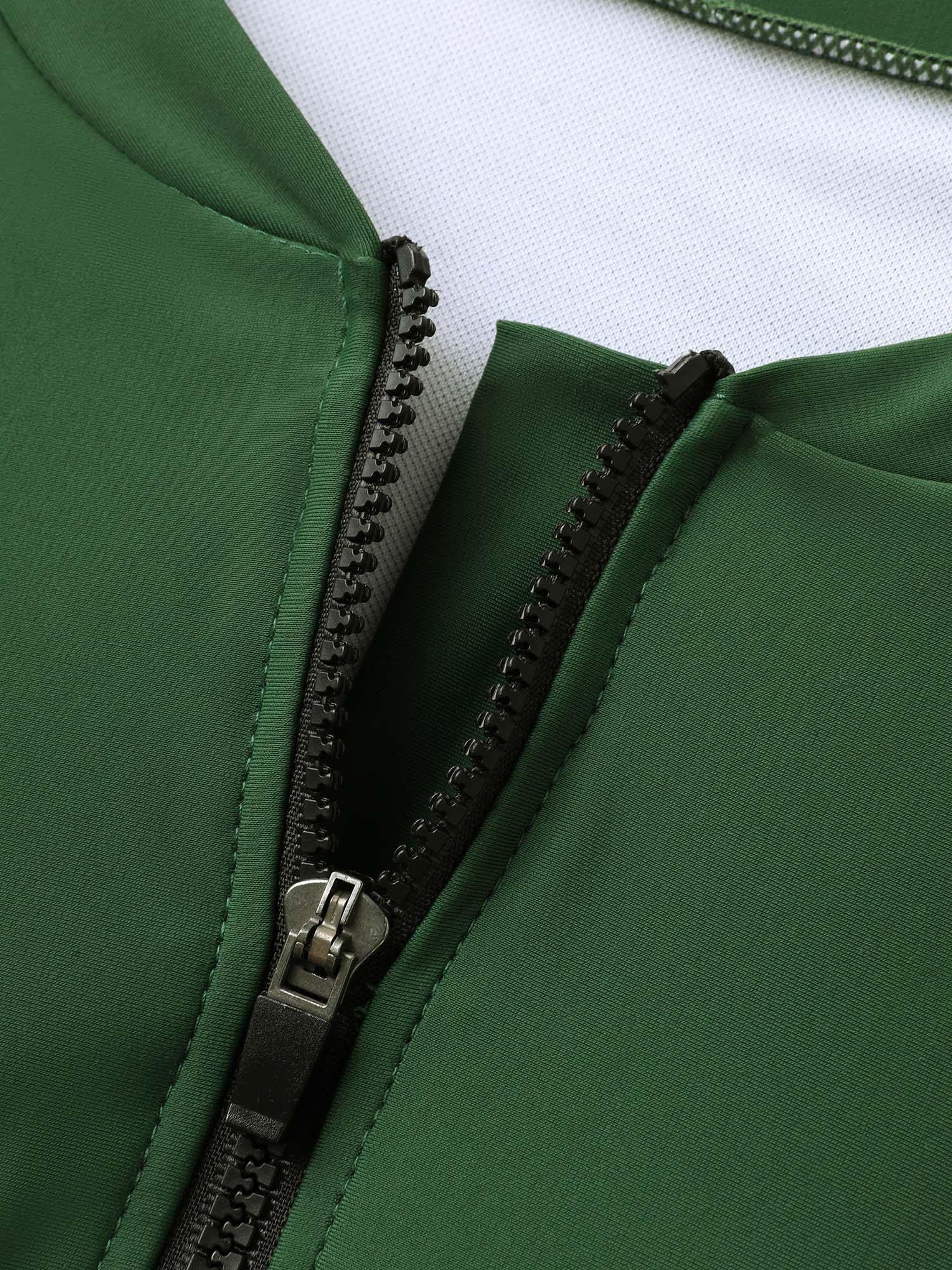 Zipper Drawstring Detail Solid Swim Top