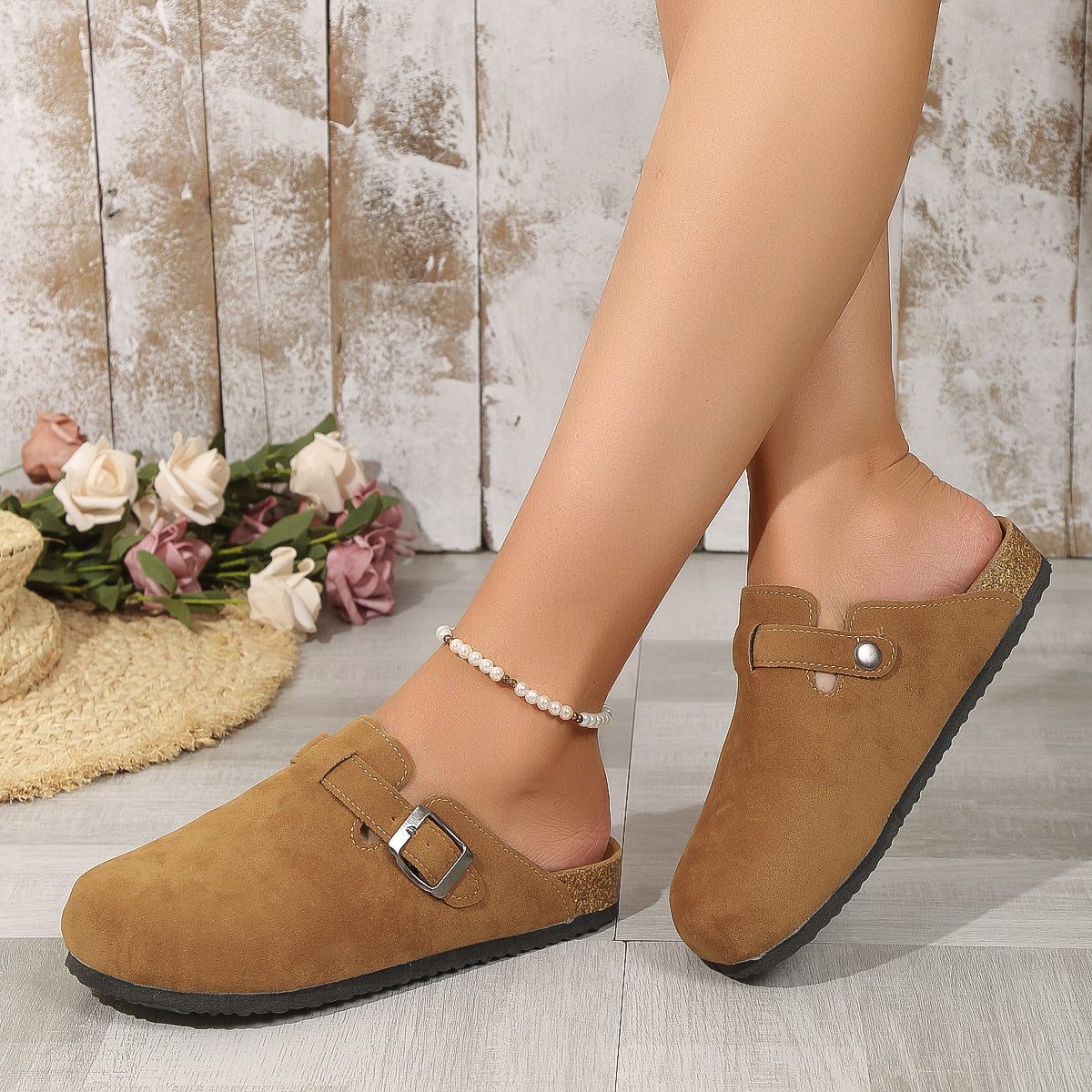 Retro Square Toe Women's Slippers with Thick Soles