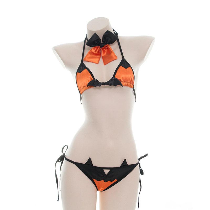Devil Bow Lace Bikini Lingerie Set