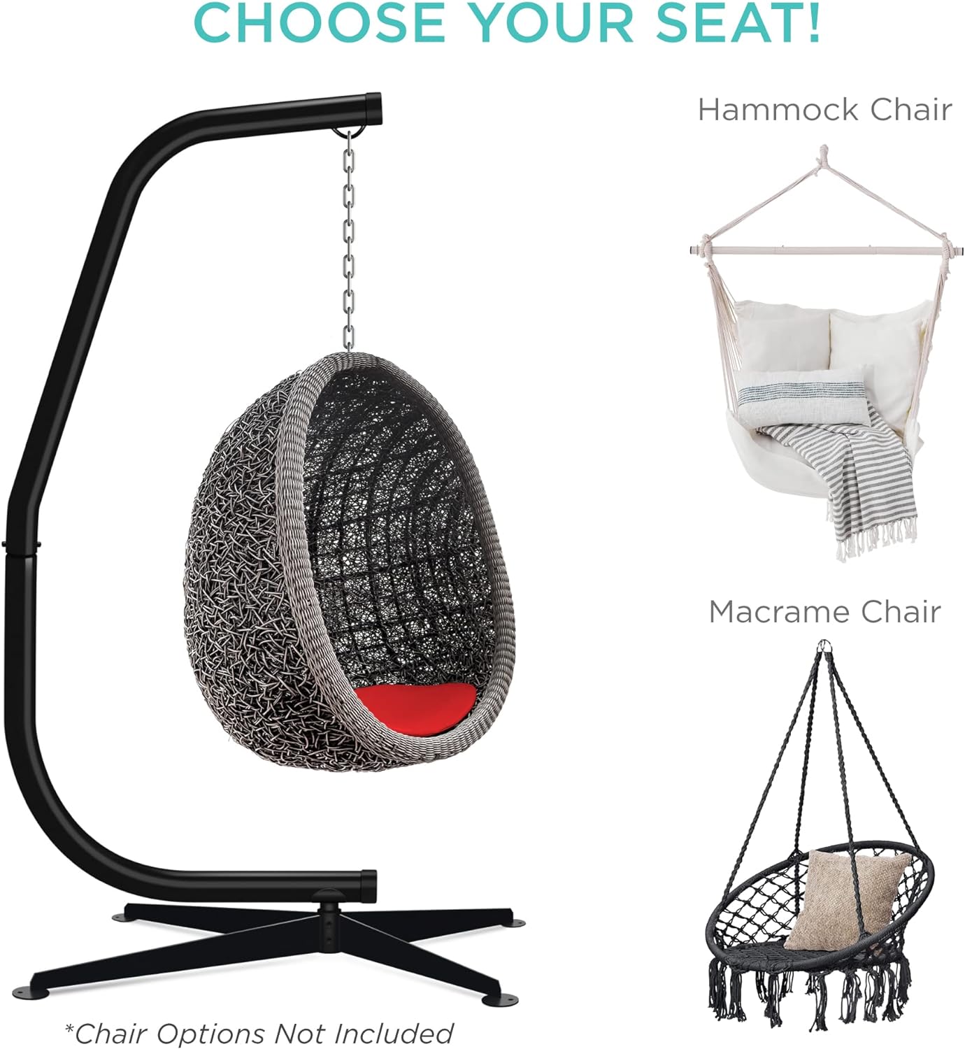 Best Choice Products Metal Hanging Hammock C-Stand for Chair/Weather Resistant Finish