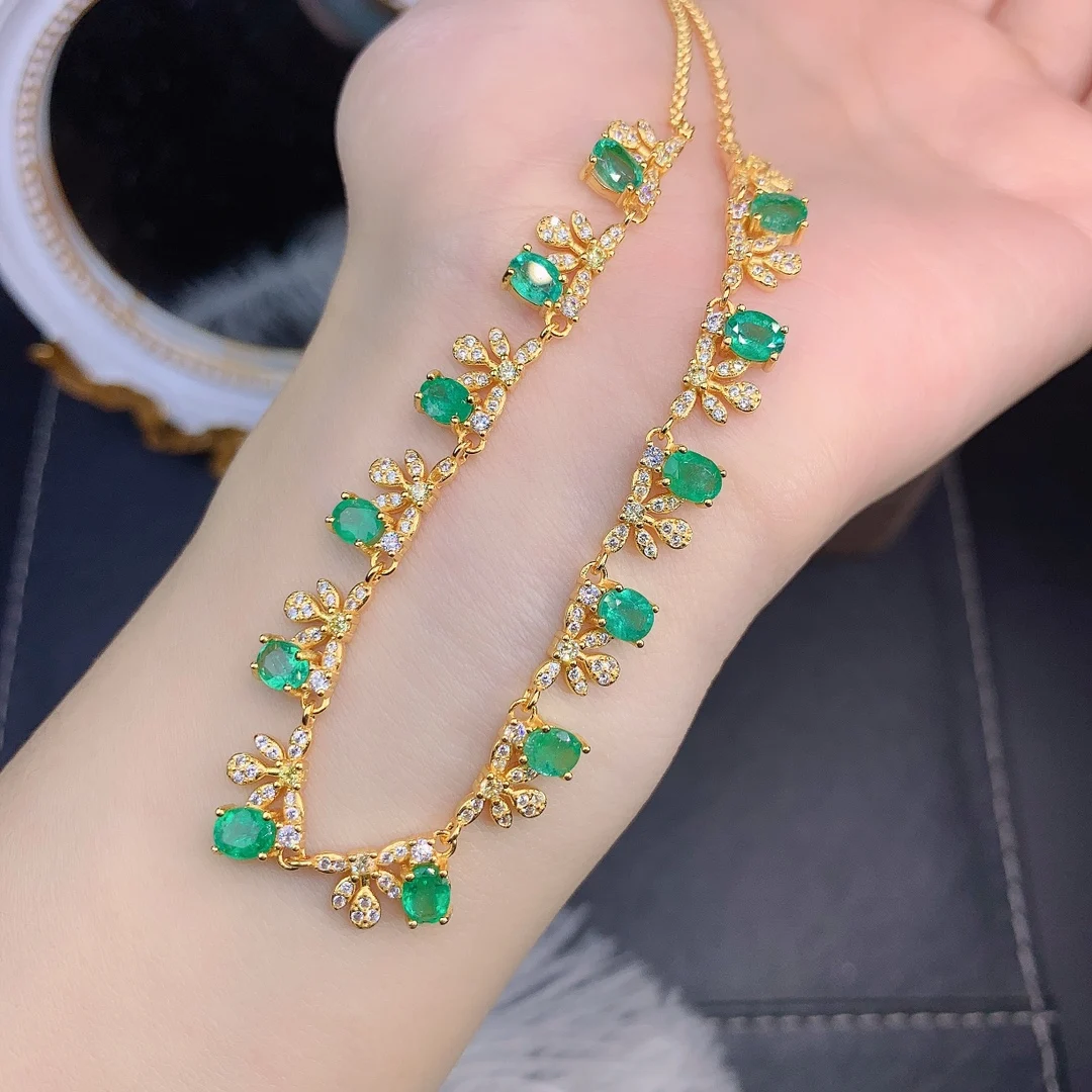 Emerald Tanzanite Silver 925 Jewelry Women's Gem Pendant 925 Sterling Silver Women's Luxury Necklace Free Christmas shipping