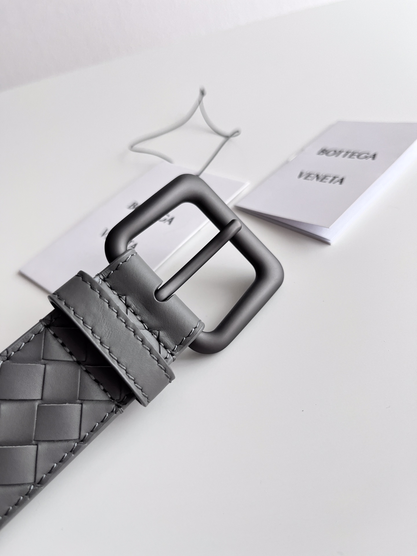 Bottega Veneta frosted pin buckle woven cowhide double-sided belt 3.5cm wide
