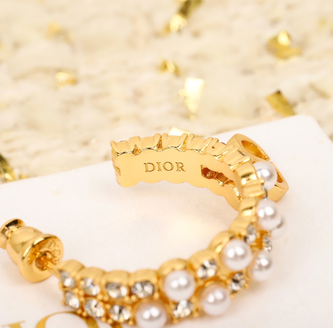 Dior Double Pearl Diamond Earrings