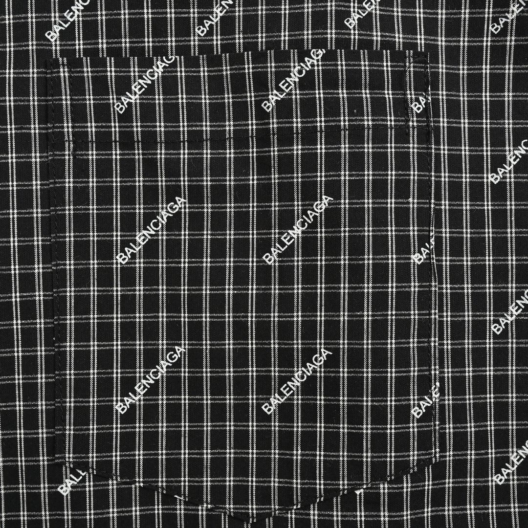 Balenciaga 24ss check bullet screen short sleeve shirt