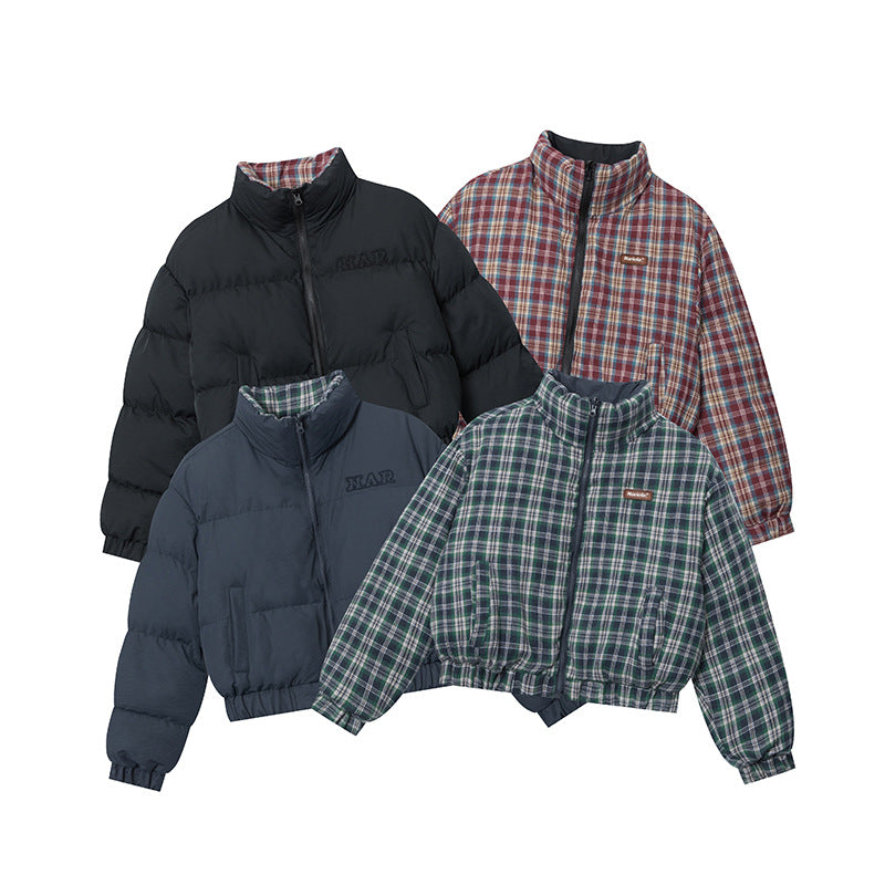 Both Sides Wearable Cotton Clothes Winter Sexy Thickening Stand Collar Bread Coat Loose Cotton Coat Short Coat