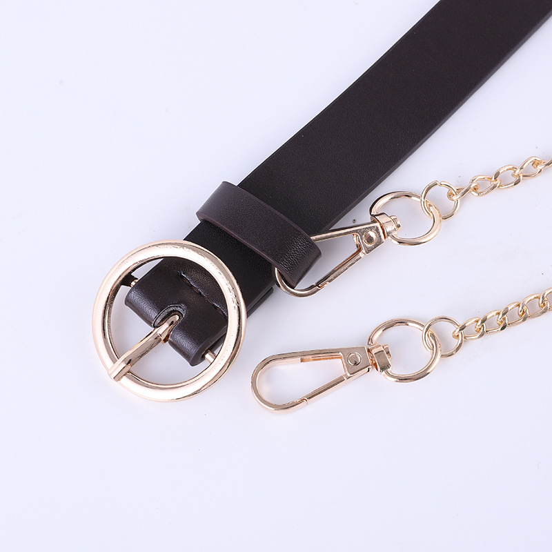 Fashion round buckle belt female full hole hollow decorative gas eye belt with casual casual chain pants  Tape