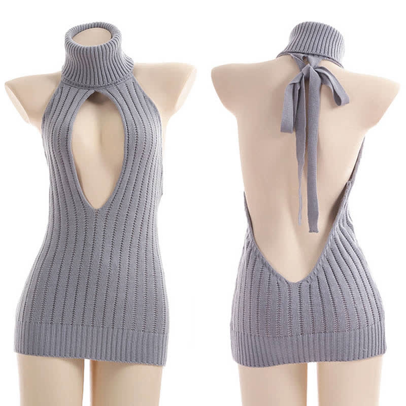 Hollow Out Front Backless Virgin Killer Cosplay Sweater