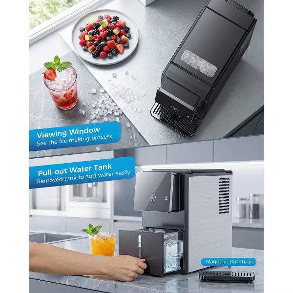 🔥clearance sale🔥Countertop Nugget Ice Maker with One-Touch Dispensing – 33lbs/Day Production