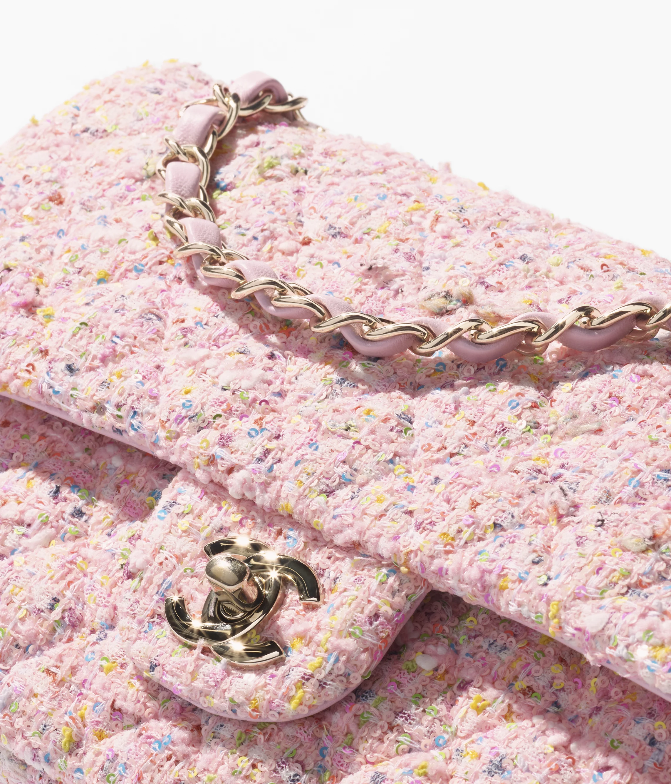 Chanel Classic 11.12 Bag Tweed & Gold Metal Pink & Multicolor A01112-B19963-NADRA