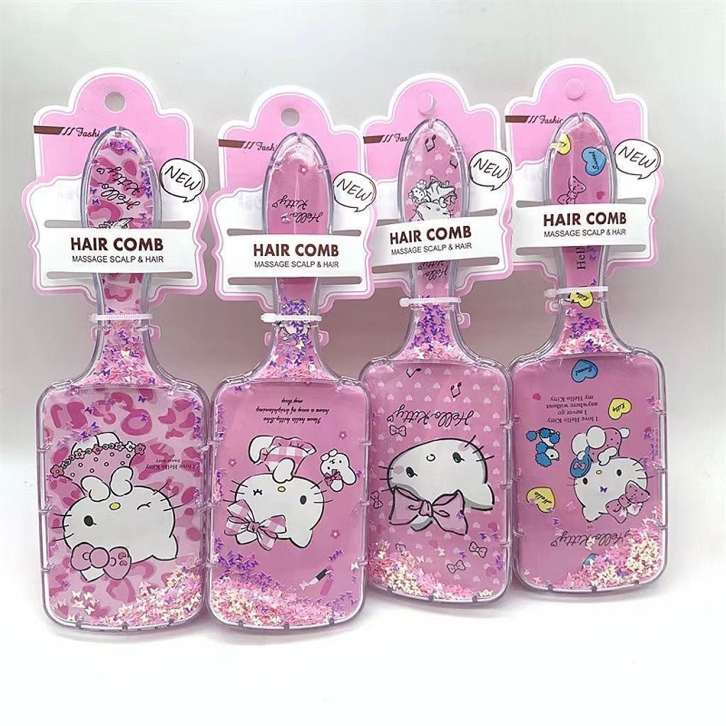 Hellokitty Cute Hair Brush Anti-Static Toddler Comb Hair Brush with Air Cushion Detangler Brush For Adults & Kids Any Hair