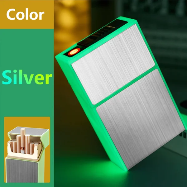 (🔥Last Day Promotion-SAVE 65% OFF) -2 in 1 Rechargeable Flame-Less Windproof Glowing Electric Lighter Cigarette Case-BUY 2 GET 10% OFF & FREE SHIPPING