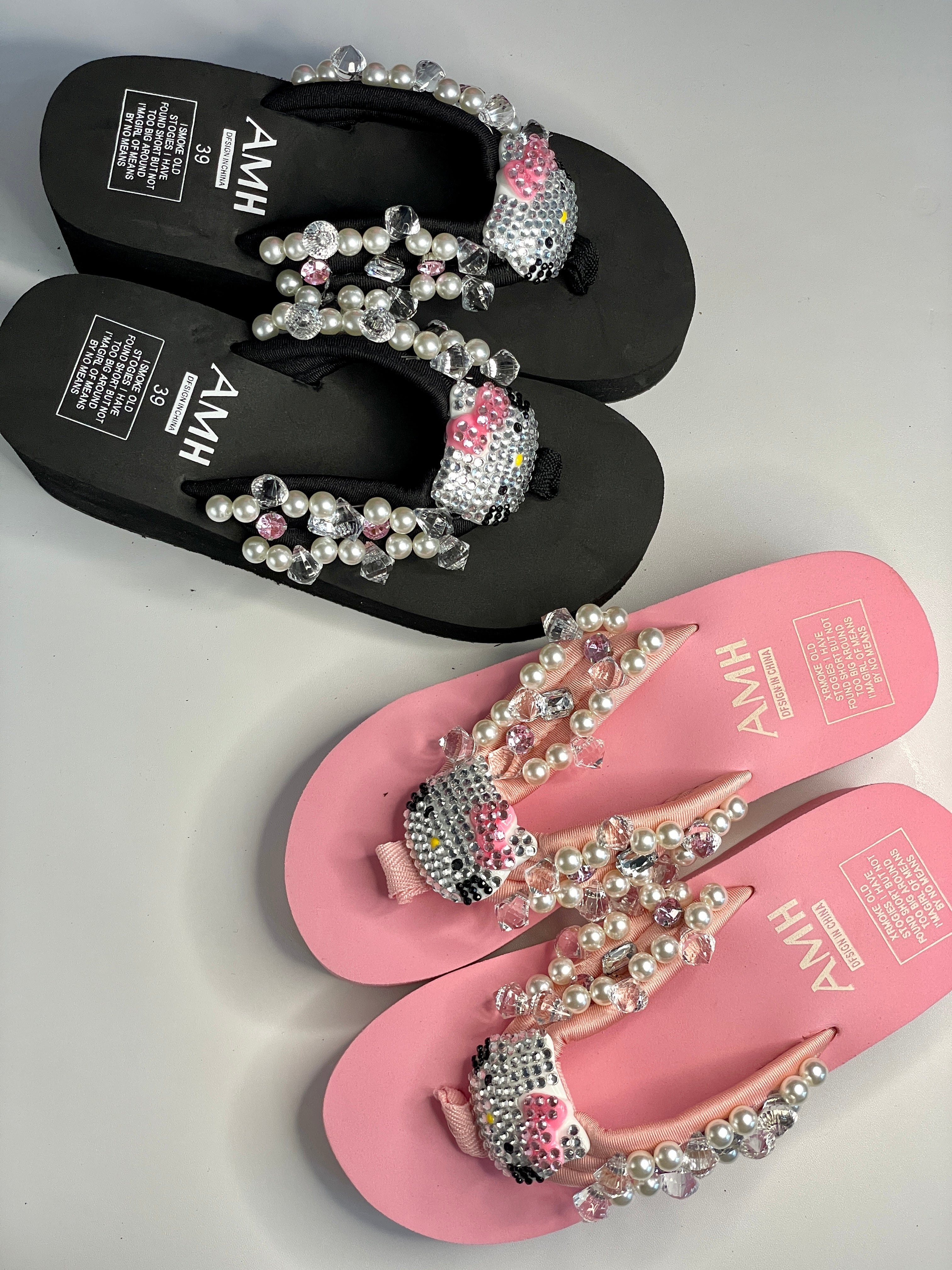 Hello Kitty Rhinestone High Platform Sandals Slippers