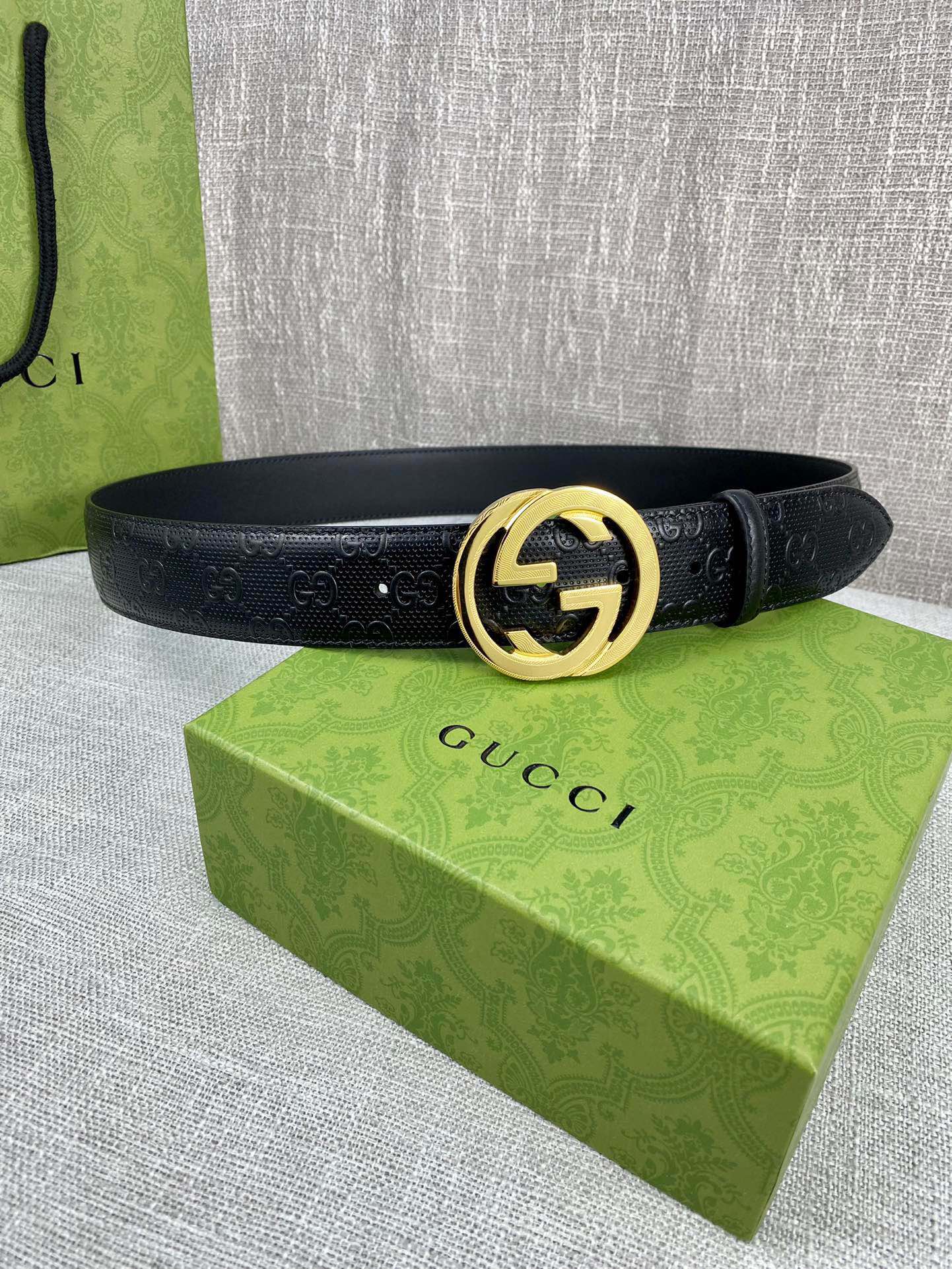 Gucci Signature printed leather belt width 4.0CM