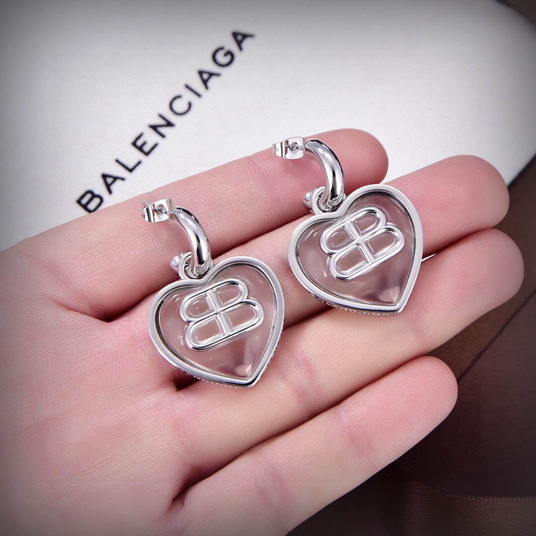 Balenciaga Transparent Baby Heart Earrings