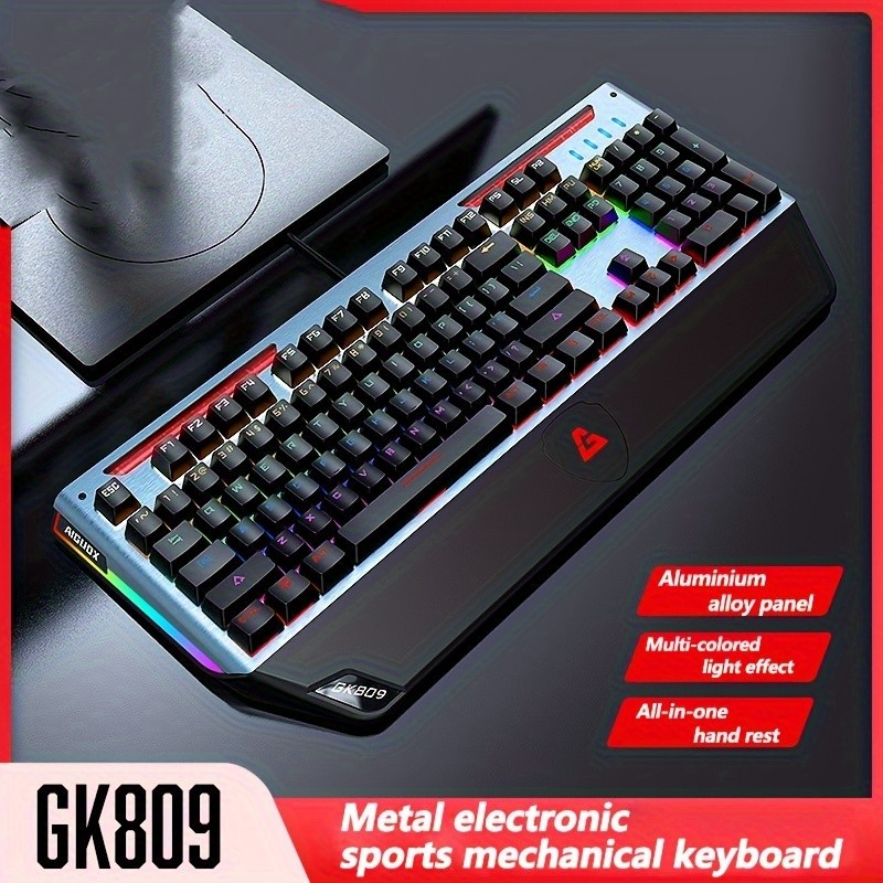 104 Keys Green Axis Integrated Hand Support Metal Mechanical Gaming Keyboard