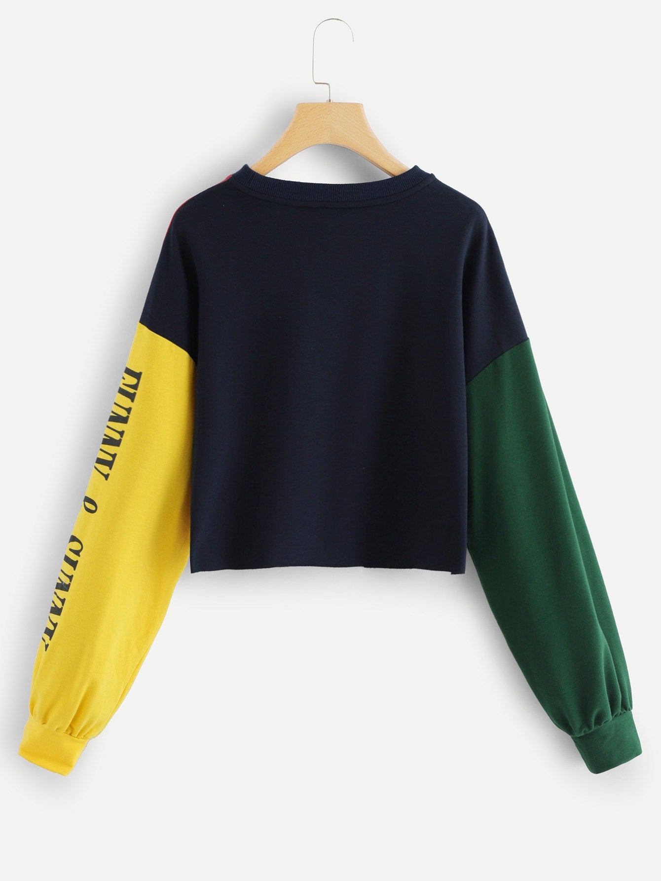 SHEIN Color Block Letter Print Sweatshirt