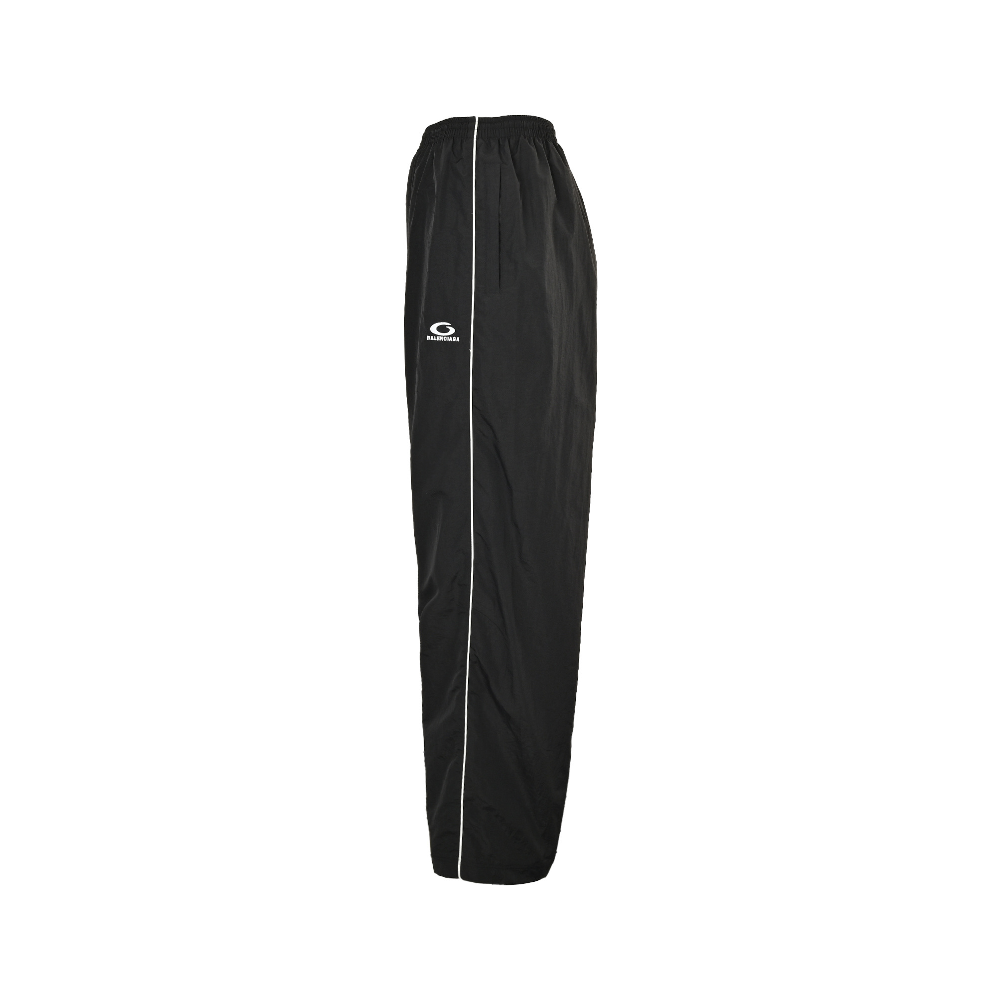 Balenciaga 25Fw half-circle embroidered white striped tracksuit trousers