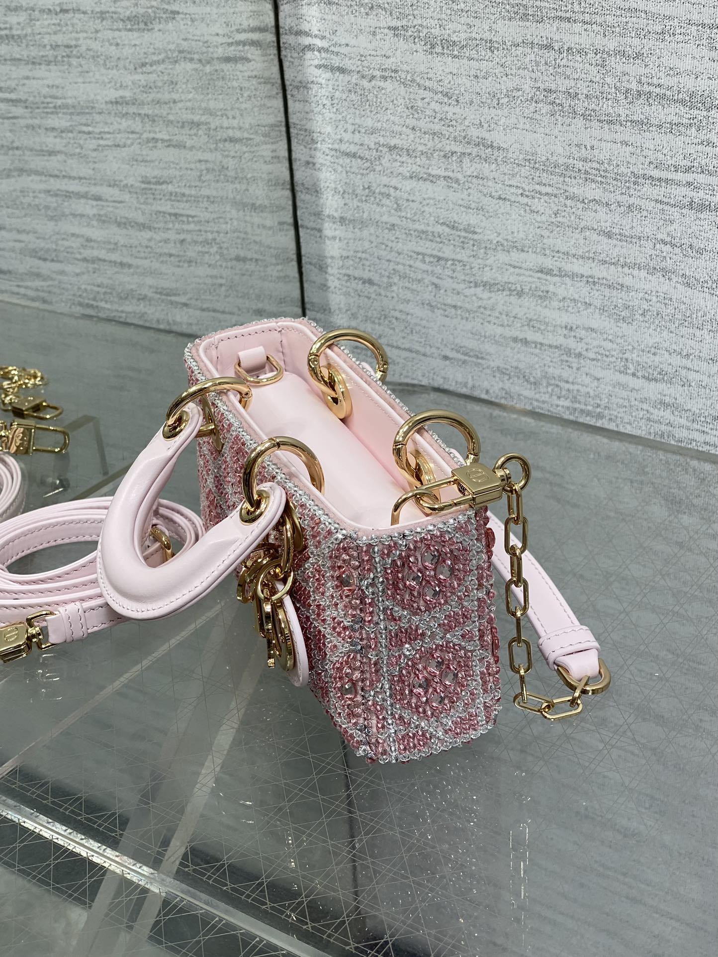 Dior Lady Limited Edition Heavy Beads Horizontal Version Princess Diana Bag
