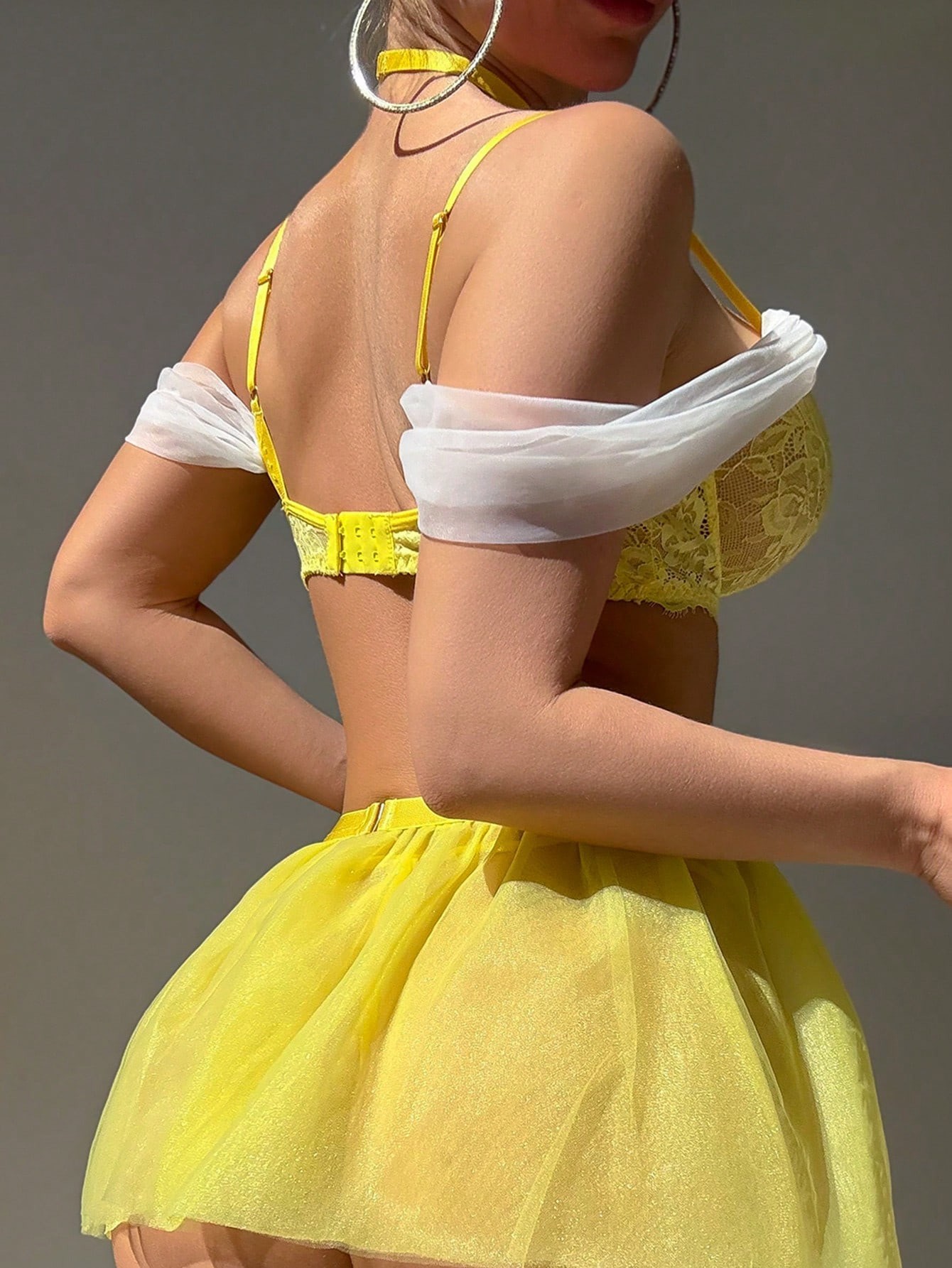 Pure and Desire Flower Mesh Mini Skirt Role Playing Sexy Lingerie Women's Uniform Lingerie