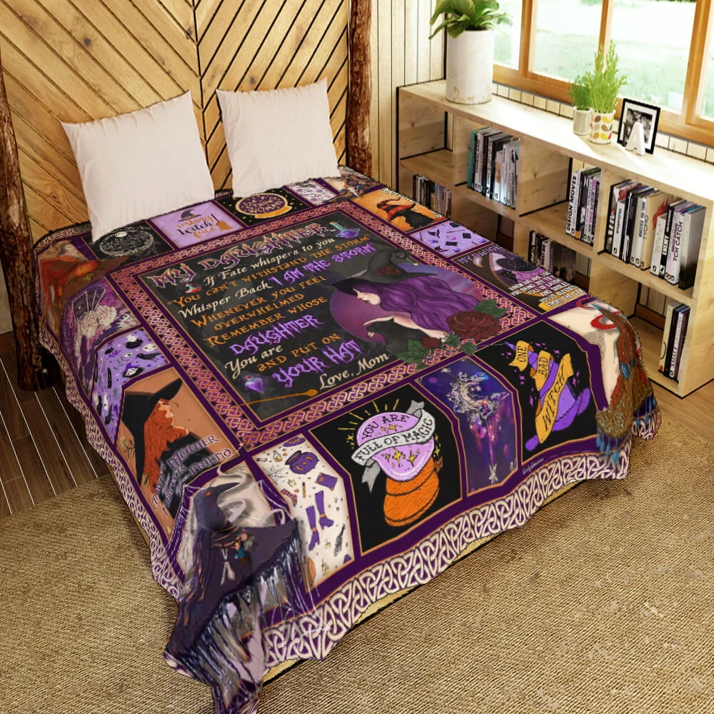 Daughter, Put On Your Hat Witch Quilt Blanket