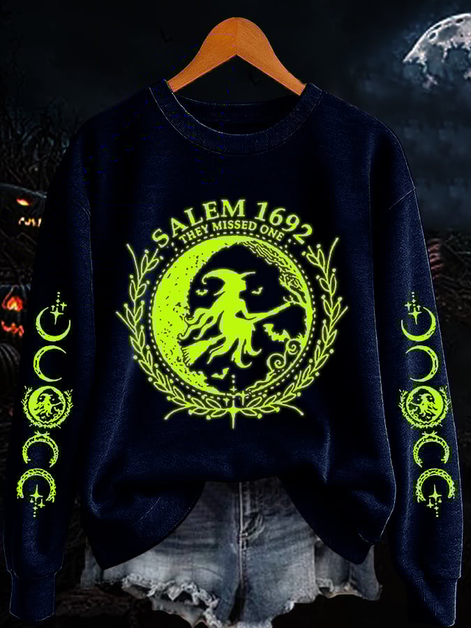 🔥Buy 3 Get 10% Off🔥Women's Halloween 1692 They Missed One Luminous Material Printed Casual Sweatshirt