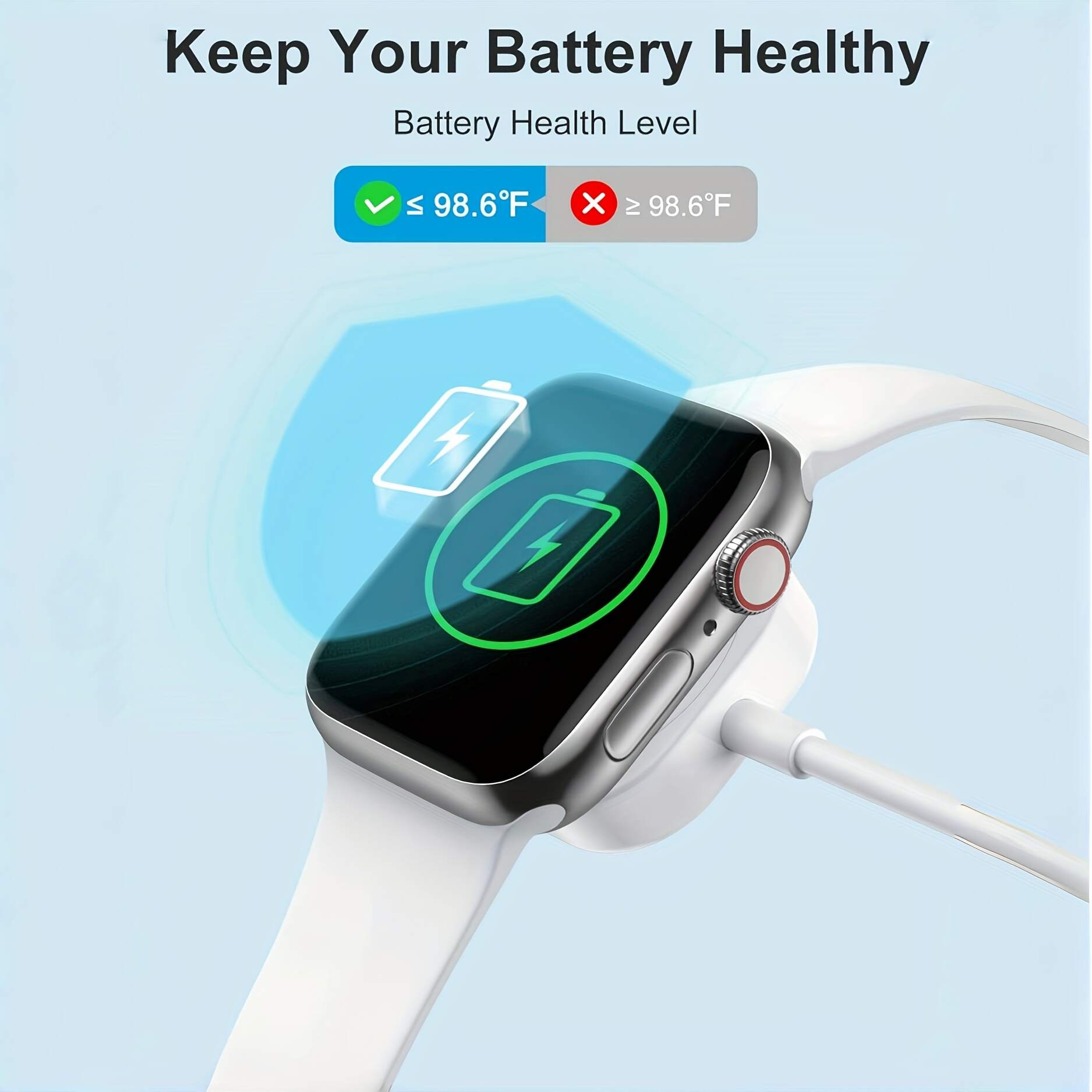 Magnetic Wireless Charger for Apple Watch - Fast Charging USB Cable, Compact and Efficient, Compatible with iWatch Series Ultra, SE, 1-10 - Sleek White Portable Design