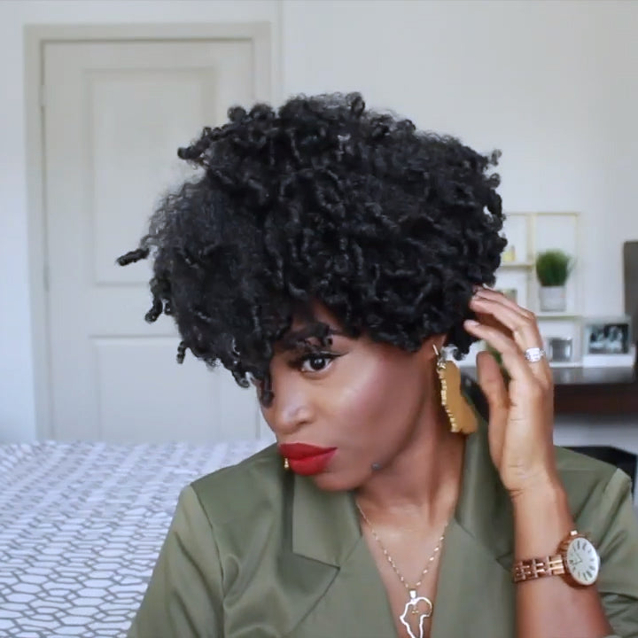 SHORT CURLY KINKY WIGS FOR FLUFFY WAVY BLACK