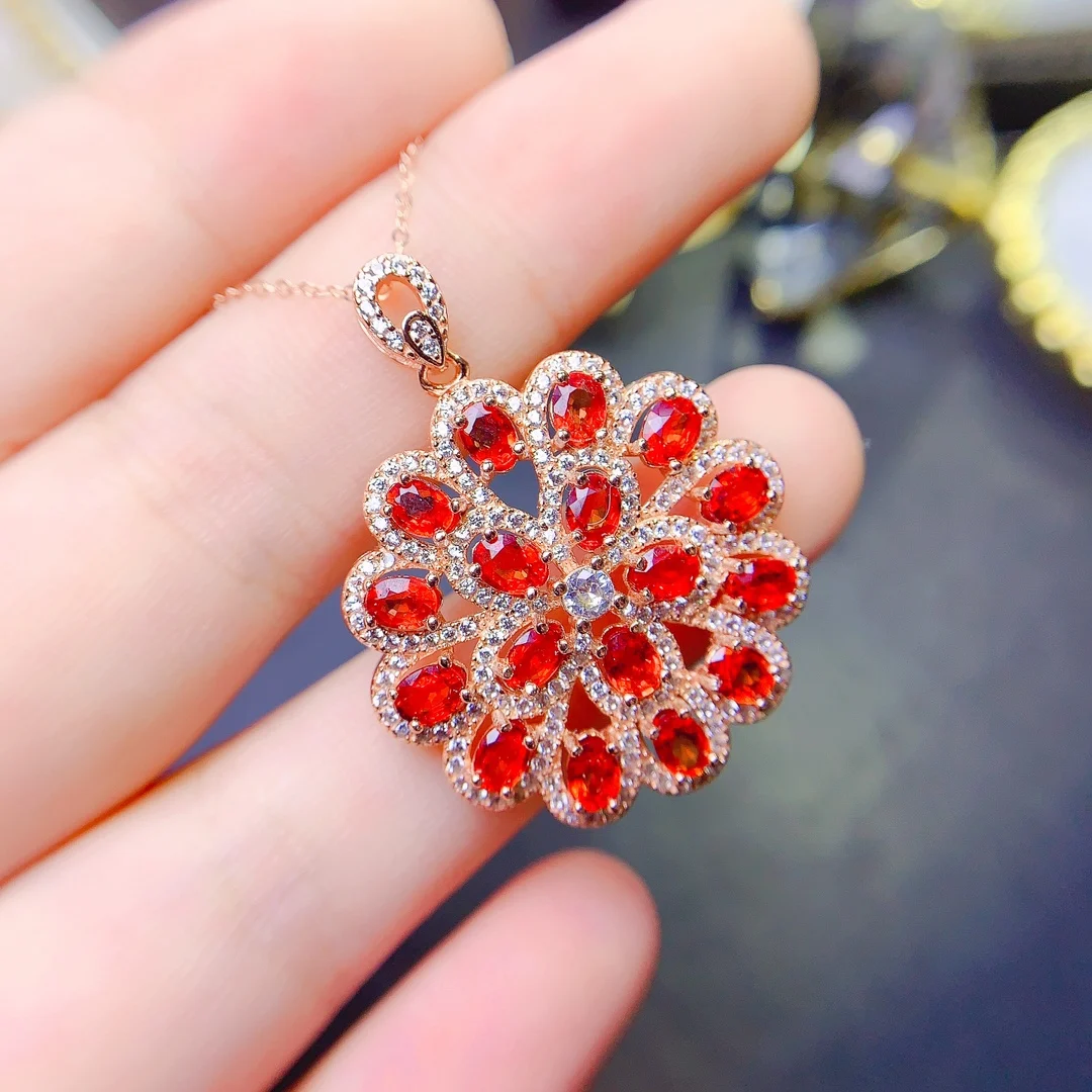 Ruby Necklace Women's Silver 925 Simple atmospheric jewelry Free shipping Women's Pendant gem Gift necklace Pendant