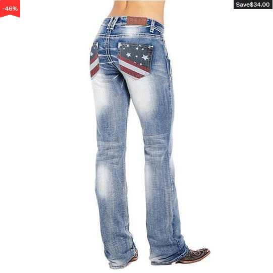 🎅Early Christmas Sale🎅American Flag elastic water wash boots-type jeans
