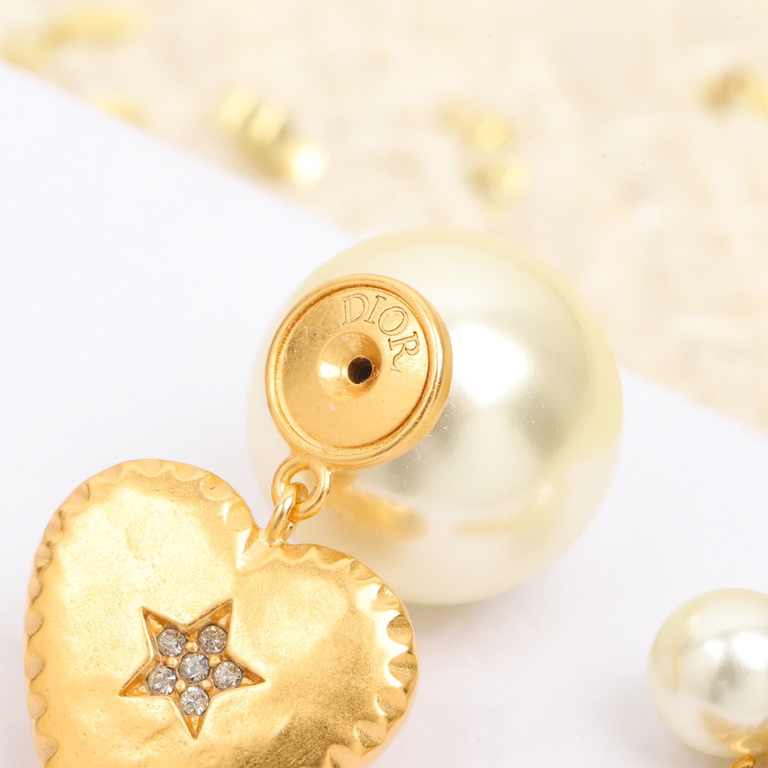 Dior Heart Pearl Earrings