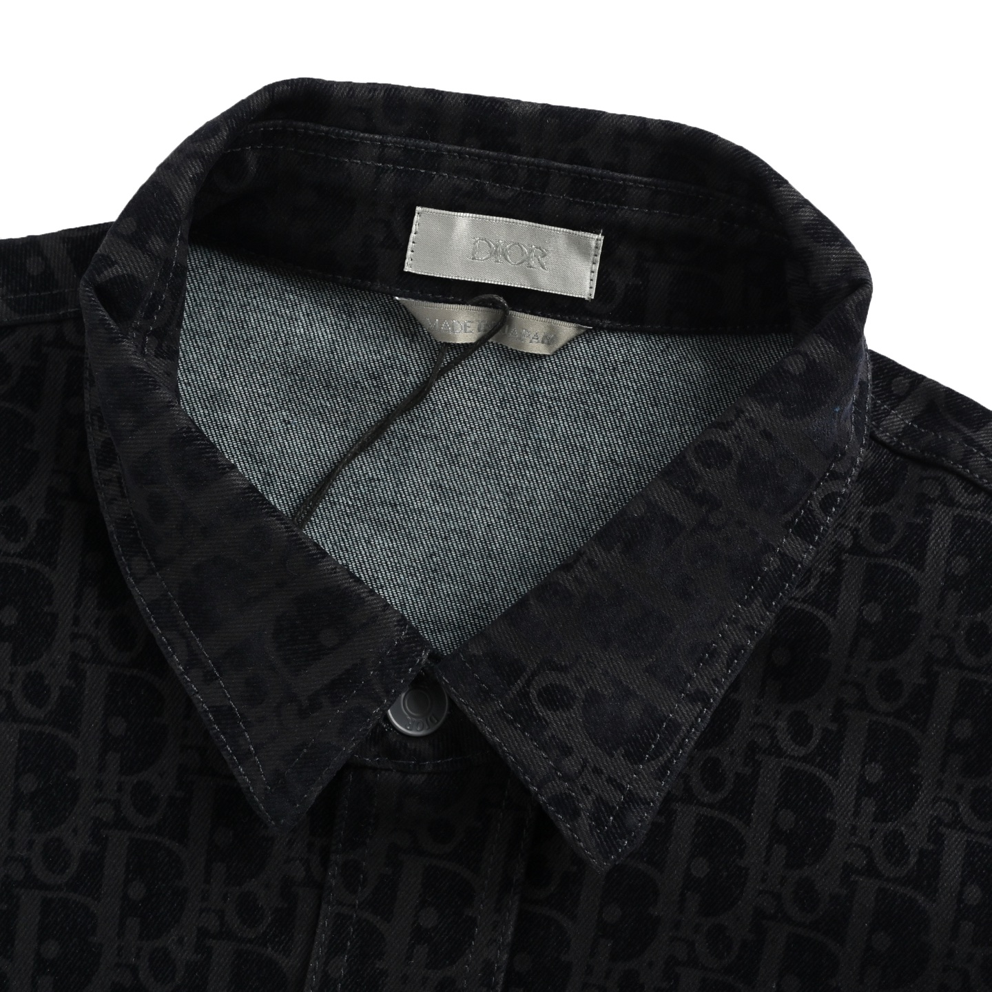 Dior 25ss Snake Year Limited Edition Flocked Monogram Embroidered Set Denim Short-Sleeved Shirt