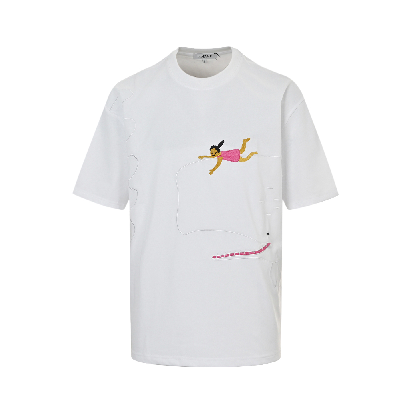 Loewe suna fujita joint whale girl embroidered short sleeve