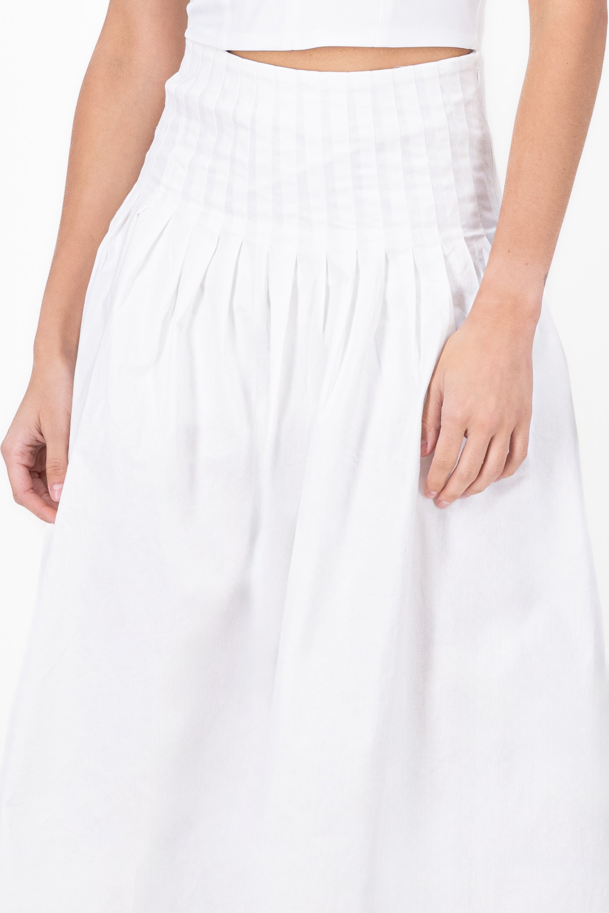 High Waist Darted Midi Skirt