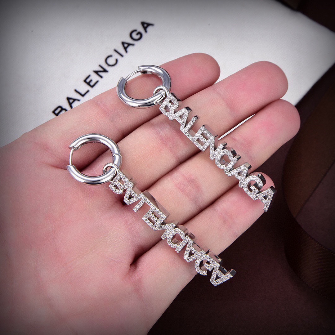 Balenciaga Diamond Font Earrings