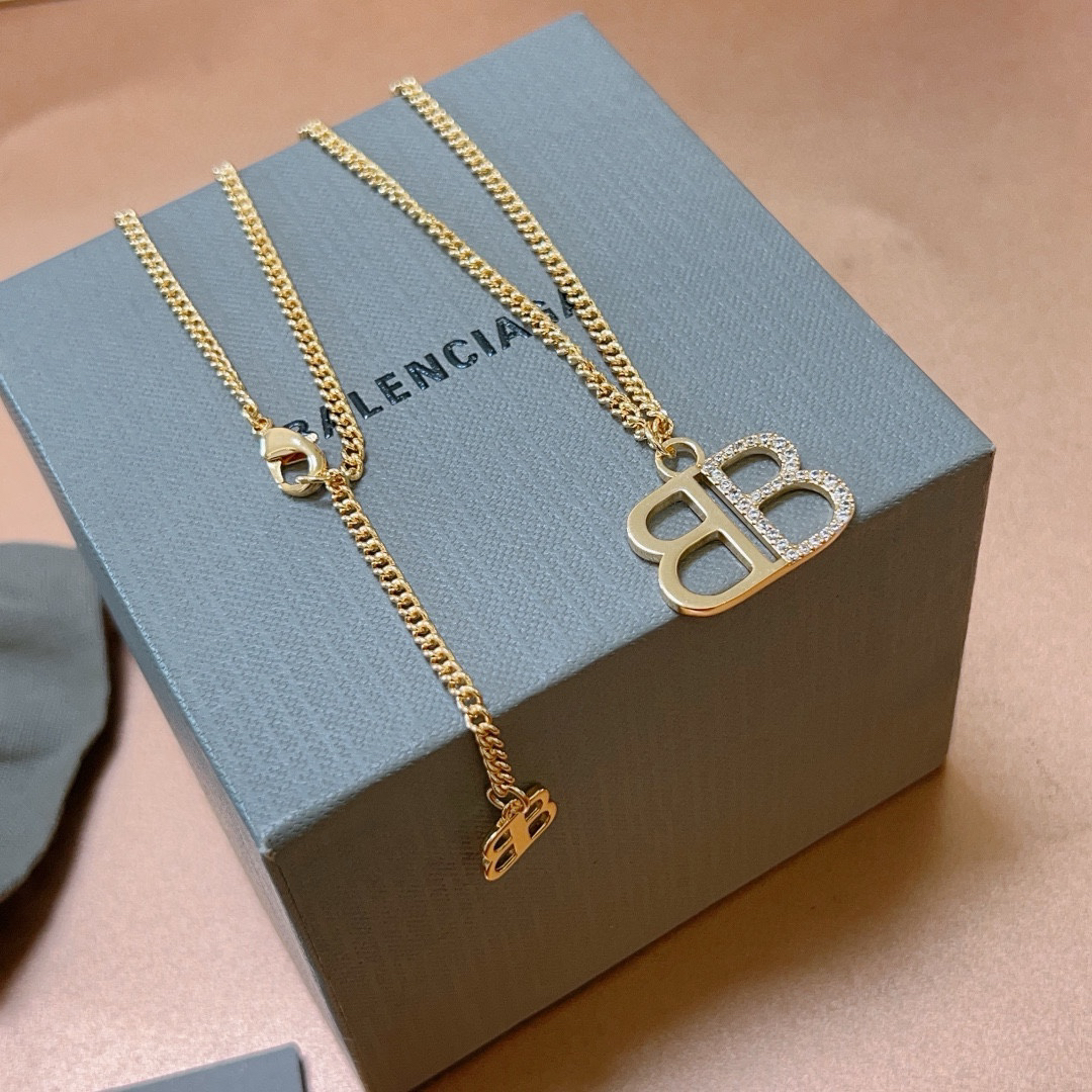 Balenciaga BB Diamond Chain Necklace